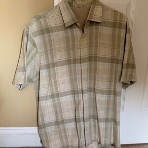 Tommy Bahama Light Tan Plaid Button Down Shirt